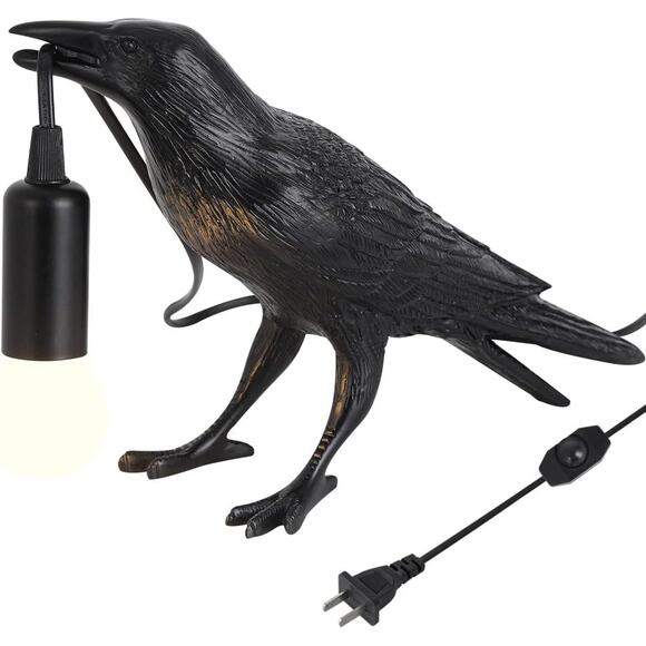 Crow Lamp Raven Light Gothic Bird Table Lamp Adjustable Brightness Bulb Included - Picture 7 of 9